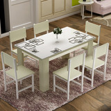 餐桌椅组合简约现代组合钢化玻璃餐桌大小户型吃饭桌子快餐桌家具
