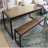 美式乡村LOFT风格实木餐桌椅套 现代简约餐桌椅组合复古烤漆餐桌