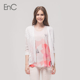 代购EnC 通勤V领纯色长袖毛衫开衫针织衫EHCK32436B