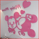 卡通米奇3d水晶亚克力立体墙贴卧室儿童房幼儿园床头背景墙壁装饰