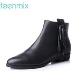 Teenmix/天美意2015冬季牛皮低跟女短靴J5417DD5
