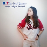 韩国MLB短袖 男棒球衫刺绣NY大码女宽松嘻哈情侣装网眼短袖开衫潮