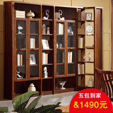 五包中式实木书柜二三四五六门自由组合多层书柜家具转角格子书橱