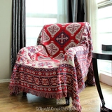 新品外贸纯棉线编织线毯欧式波西米亚沙发毯子几何盖毯加厚床尾毯