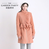 花园派对 原创设计韩版时尚休闲学院风呢子大衣毛呢外套女中长款