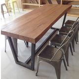欧式北欧咖啡茶餐厅桌椅实木家具原木复古铁艺餐桌书桌会议桌
