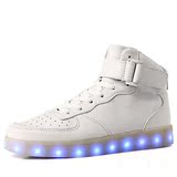 高帮发光鞋男女2016年新款鬼布鞋PU发光鞋7色锂电池充电发光鞋