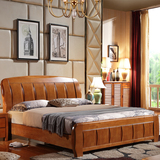 极有家发现实木床 纯实木双人床中式床1.8米储物高箱床橡木床婚床