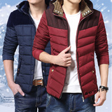 2015冬季男士短款羽绒服韩版修身冬装外套加厚学生连帽男装棉衣潮