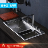 邦州 304不锈钢纯手工水槽双槽 创意3D隐形厨房洗菜盆 双槽套餐