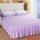 夏季粉紫色纯色蕾丝床裙花边床罩单件1.5/1.8/2m席梦思双人保护套