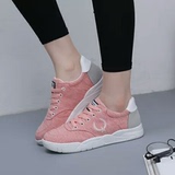 春秋韩版新款粉红色女学生透气帆布运动跑步板鞋平底休闲单鞋子潮