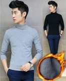 便宜冬季男士装纯棉长袖T恤青年男式韩版加绒加厚高领针织打底衫