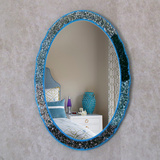 欧式浴室镜子椭圆壁挂卫生间镜防水防雾地中海卫浴镜梳妆化妆镜子