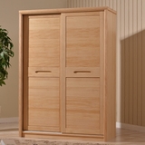 松木衣柜推拉门 1.2米2门带抽储物柜 现代儿童实木带抽屉衣柜组合