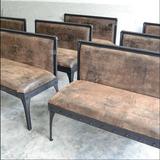 欧式宜家 复古工矿风格 扶手椅 铁艺沙发椅 咖啡厅客厅 皮革餐椅