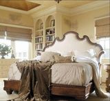 热销美式乡村实木双人床仿古做旧布艺 皮1.8米结婚床欧式橡木家具