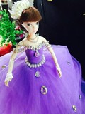 浪漫紫色超大拖尾可儿娃娃婚纱芭比洋娃娃仿真玩具关节体女孩正品