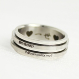 台湾层层爱情转动18K铂金情侣追求婚戒指环刻字男女钛钢创意定制