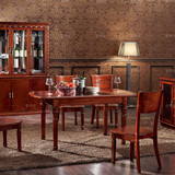 美式餐桌深色实木欧式乡村橡木餐台椅伸缩折叠环保大饭桌子1.2米
