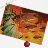 红色警戒 自由女神 经典游戏 复古怀旧牛皮纸海报装饰画42×30CM