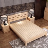 新款实木双人床1.5，1.8米床松木儿童床床架单人床1.2米简易木床