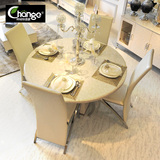 新古典圆餐桌简约后现代大理石餐台桌椅组合大户型8人客厅圆桌
