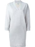 欧洲代购 Kenzo 灰色 全棉 V领七分袖直筒连衣裙