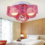 圆形现代简约LED吸顶灯创意温馨婚房灯遥控变色水晶吊灯主卧室灯