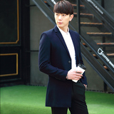 2016春季新款薄款中长款风衣外套 韩版修身西服青年男装英伦西装