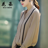 女衬衫2016新款职业装衬衫立领长袖OL通勤韩版衬衣雪纺女士打底衫