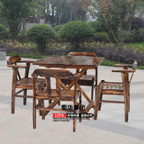 户外桌椅实木折叠桌火烧木家具碳化防腐木便捷式方桌餐桌餐椅庭院