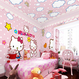 可爱hello kitty主题大型壁画KTV客厅卧室壁纸公主房卡通背景墙纸