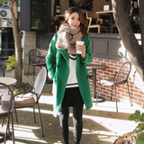 2015秋季韩版新款纯色羊绒直筒双排扣外套双面中长款大衣女