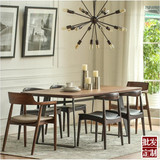 实木餐桌家用书桌简约休息现代长方形桌椅组合时尚美式做旧桌子