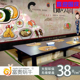 寿司店墙纸3d卡通手绘日式料理仕女图大型壁画火锅店环保特价壁纸