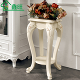 欧式花架实木象牙白色客厅木质花架落地实木雕花多层花架子小花几