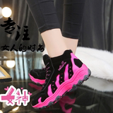 中学生松糕底休闲鞋运动鞋红色厚底女士内增高跑步鞋韩版潮冬季童