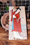 复古做旧原木挂画风化木中式人物壁饰壁画手绘木板画创意画古典画