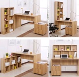 包邮电脑桌台式桌家用简约现代带书架书柜组合办公桌转角儿童书桌