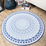 毛毛猫家居美式北欧式地中海简约蓝白民族花纹圆形客厅卧室大地毯