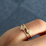 R020 天然 钻石小花朵 戒指 玫瑰金18k黄金 2色可选 精致礼物特价