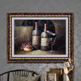 雅逸欧式油画手绘餐厅酒店挂壁画有框画家居装饰品静物红酒瓶ZM02