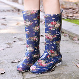 秋季高筒碎花外贸时尚透明雨鞋女士雨靴果冻水鞋韩版胶鞋水靴套鞋