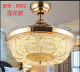 金色LED水晶隐形扇起飞吊扇灯风扇灯电扇灯 欧式现餐厅客厅卧室