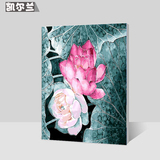 数字油画diy可定制大小 中式荷花 现代抽象花卉客厅装饰画 包邮