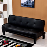 简约客厅可折叠1.8米2米多功能皮艺日式小户型办公室三人皮沙发床
