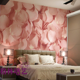 浪漫卧室床头背景墙壁纸3d立体客厅电视墙纸现代简约玫瑰花瓣壁画