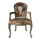 小女孩整装美式乡村复古椅田园咖啡椅酒店餐椅实木橡木扶手椅