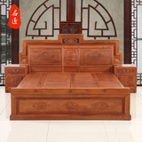 红木家具 非洲花梨木1.8米双人床缅甸花梨现代中式仿古床 实木床
